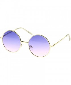 Oversized Bohemian Full Metal Frame Gradient Flat Lens Oversize Round Sunglasses 54mm - Gold / Blue-pink - C112I21S18D $11.79