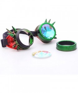 Goggle Steampunk Rave Kaleidoscope Goggles Rainbow Colorful Lenses - Green Red(spikes) - CD18HLMEZHS $13.40