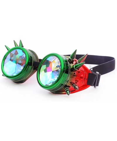 Goggle Steampunk Rave Kaleidoscope Goggles Rainbow Colorful Lenses - Green Red(spikes) - CD18HLMEZHS $13.40