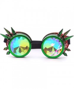 Goggle Steampunk Rave Kaleidoscope Goggles Rainbow Colorful Lenses - Green Red(spikes) - CD18HLMEZHS $13.40