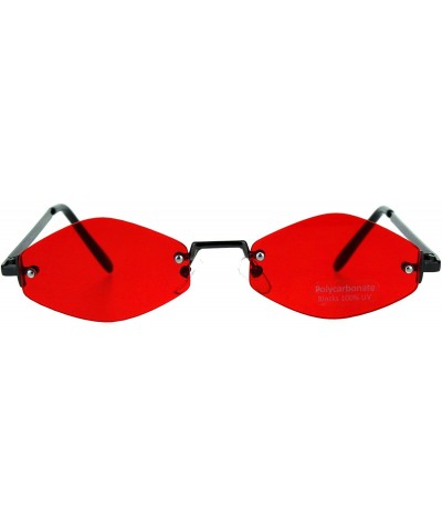 Oval Rimless Skinny Diamond Shape Sunglasses Womens Indie Fashion Shades - Gunmetal (Red) - CF18EDK2AMO $12.50