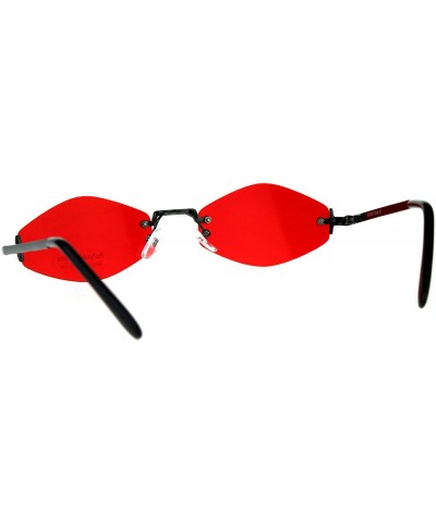 Oval Rimless Skinny Diamond Shape Sunglasses Womens Indie Fashion Shades - Gunmetal (Red) - CF18EDK2AMO $12.50