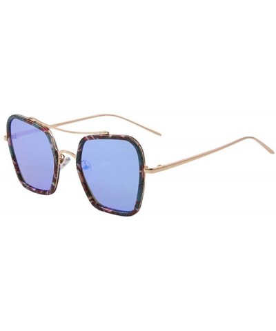 Aviator Fashion Women Square Sunglasses Double Bridge Design Summer Sunglasses C04 Blue - C06 Green - CK18YQODI6C $23.66