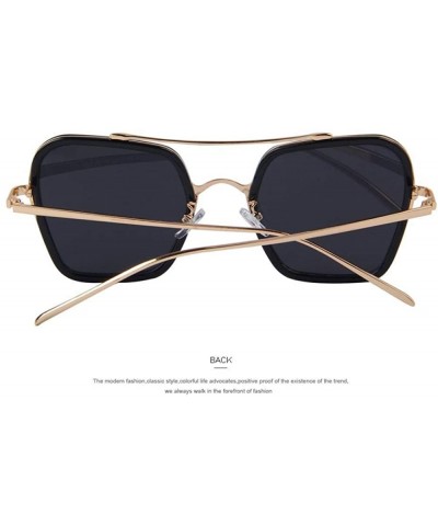 Aviator Fashion Women Square Sunglasses Double Bridge Design Summer Sunglasses C04 Blue - C06 Green - CK18YQODI6C $8.91