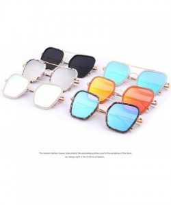 Aviator Fashion Women Square Sunglasses Double Bridge Design Summer Sunglasses C04 Blue - C06 Green - CK18YQODI6C $8.91