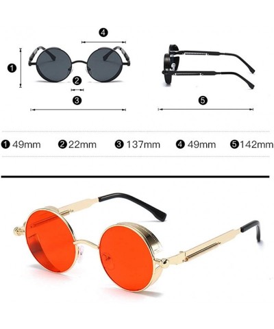 Round Sunglasses Retro Round Men Women Eyewear Vintage Hippie Metal Circle Steampunk Glasses Color Mirrored Lens - Blue - CY1...