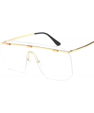 Oversized Classic style Frame less Sunglasses for Unisex PC Resin UV 400 Protection Sunglasses - Transparent - C718SARTARL $4...