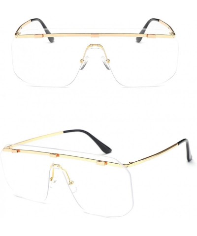 Oversized Classic style Frame less Sunglasses for Unisex PC Resin UV 400 Protection Sunglasses - Transparent - C718SARTARL $2...
