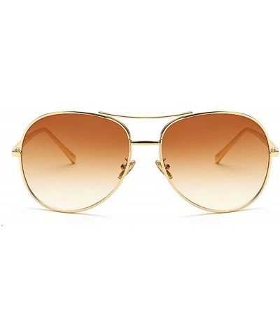 Aviator Vintage Women Sunglasses Oversized Aviator Glasses Gold Metal Classic Frame - Brown - CC18524IERL $32.03