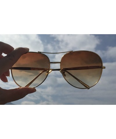 Aviator Vintage Women Sunglasses Oversized Aviator Glasses Gold Metal Classic Frame - Brown - CC18524IERL $17.62