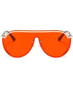 Square 2019 new fashion half frame punk unisex brand retro luxury men's driving sunglasses UV400 - Red - CV18T4NO4KN $13.94