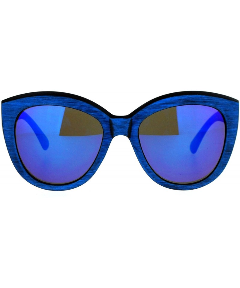 Butterfly Womens Wood Grain Thick Plastic Butterfly Sunglasses - Blue - C512ITP94VF $10.07