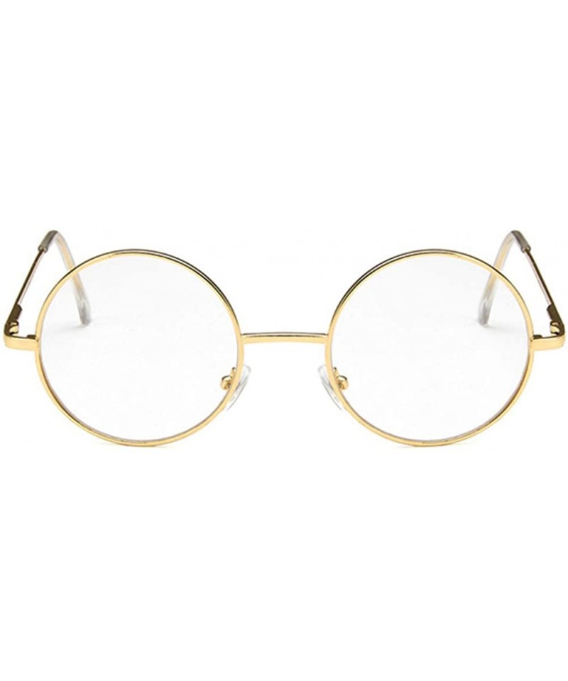 Round Unisex Sunglasses Retro Silver Grey Yellow Drive Holiday Round Non-Polarized UV400 - Gold - C318RLG070W $8.41