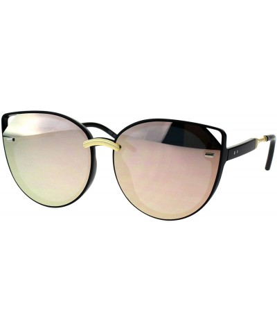 Round Designer Fashion Womens Sunglasses Round Cateye Frame UV 400 - Black (Pink Mirror) - CH18GD5DA36 $11.10