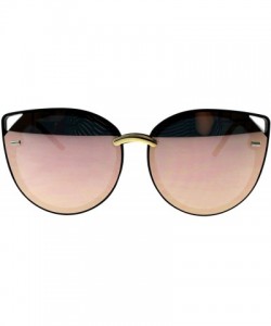 Round Designer Fashion Womens Sunglasses Round Cateye Frame UV 400 - Black (Pink Mirror) - CH18GD5DA36 $11.10