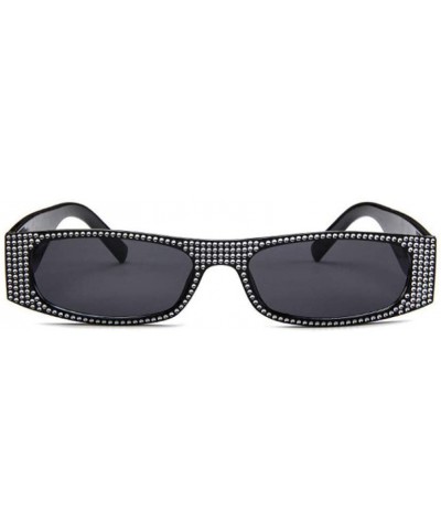Square Rhinestone Sun Glasses Transparent Frame Women Square Sunglasses Sexy Sunglasses - Purple - CI18U46N4WL $13.30