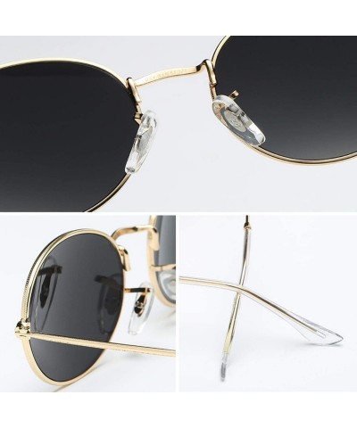 Oval Small Frame Sunglasses Women Retro Oval Mirror Metal Sun Glasses Vintage Lunette De Soleil Femme - Goldgold - CN197A2MUN...