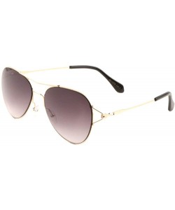 Round Thin Frame V Shape Connector Modern Round Aviator Sunglasses - Smoke - CM190IRDX0G $10.53