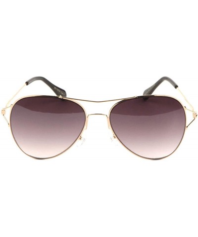 Round Thin Frame V Shape Connector Modern Round Aviator Sunglasses - Smoke - CM190IRDX0G $10.53