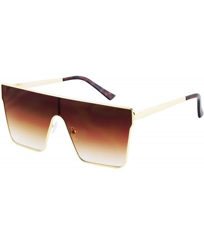 Oversized Vintage Oversized Sunglasses Gradient Protection - Brown - C518X68LECZ $21.23