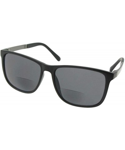Square Square Bifocal Sunglasses B130 - Flat Black Frame Gray Lenses - CY18OQY8SD3 $14.57