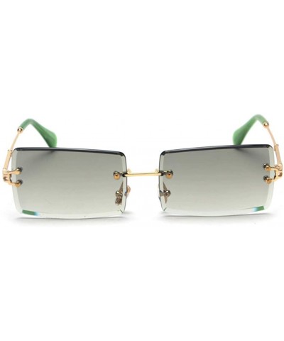 Oval Fashion Rectangle Rimless Gradient Sunglasses Women Reduce Surface Reflections Sun Glasses - Green - C218TW2IZUW $13.76