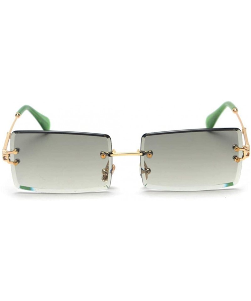 Oval Fashion Rectangle Rimless Gradient Sunglasses Women Reduce Surface Reflections Sun Glasses - Green - C218TW2IZUW $13.76