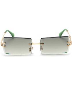 Oval Fashion Rectangle Rimless Gradient Sunglasses Women Reduce Surface Reflections Sun Glasses - Green - C218TW2IZUW $13.76