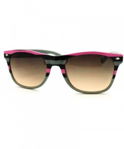 Wayfarer Stripe Print Square Sunglasses Classic Square Horn Rim Frame Unisex - Gray Pink - CS11F97AIO3 $9.53