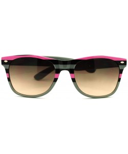 Wayfarer Stripe Print Square Sunglasses Classic Square Horn Rim Frame Unisex - Gray Pink - CS11F97AIO3 $9.53