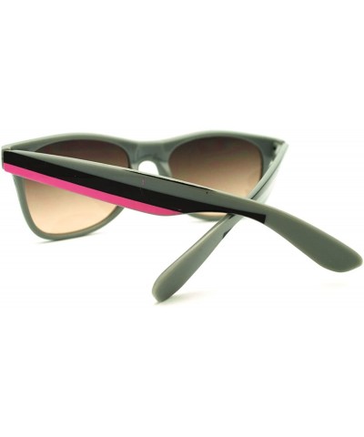 Wayfarer Stripe Print Square Sunglasses Classic Square Horn Rim Frame Unisex - Gray Pink - CS11F97AIO3 $9.53