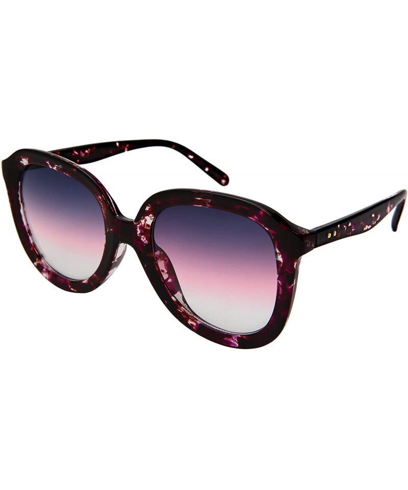 Square Classic Women Square Plastic Sunglasses w/Tinted Lens 34122P-KGM - Purple Tortoise Frame/Grey-pink Lens - C318C4HGSDI ...