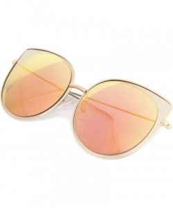 Oversized Oversized Large Cat Eye Designer Metal Thin Frame Color Mirror Lens M10315-CM - Red Yellow - C512O5NDAB7 $12.42