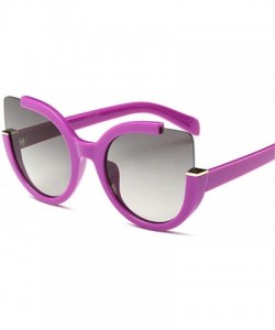 Aviator Cat Eye Sunglasses For Women Retro Glasses Men Luxury Brand Designer Purple - Purple - CX18YZW5CIQ $9.98