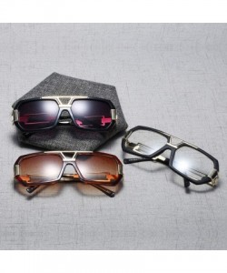 Square Oversized Men Square Sunglasses Fashion Vintage Pilot Sunglasses Retro Glasses Metal - 3 - CC1954QO65H $17.07