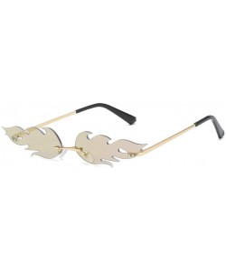Rimless Polarized Sunglasses for Women Vintage Fire Flame Mirrored Rimless Wave Fashion Sun Glasses (C) - C - CC19009OXYO $8.35