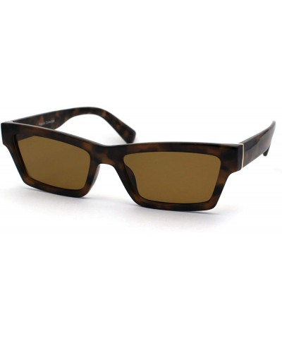 Rectangular Womens Mod Squared Retro Rectangular Dad Shade Sunglasses - Tortoise Brown - CP1979AC53N $14.24