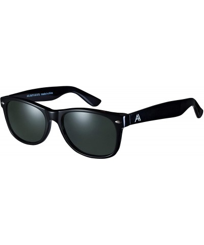 Shield Classic Square 100% UV Polarized Adult Unisex Designer Sunglasses - Shiny Black/ Green Polarized - CF18L2N9Y8W $37.23