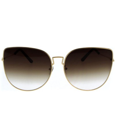 Butterfly Womens Butterfly Metal Rim Retro Oceanic Gradient Lens Sunglasses - Gold Brown - CU18E096CGQ $26.52
