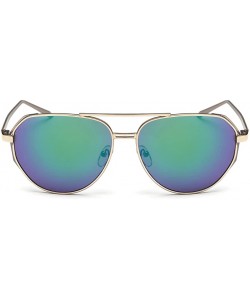 Oversized Women's Vintage Classic Full Mirrored Aviator Sunglasses UV400 59mm - Gold/Green - CS12FPZNGWZ $12.92