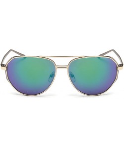 Oversized Women's Vintage Classic Full Mirrored Aviator Sunglasses UV400 59mm - Gold/Green - CS12FPZNGWZ $12.92