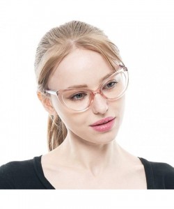 Oversized Womens Oversized Fashion Cat Eye Eyeglasses Frame Large Reading Glasses - 2 Pairs / Pink and Transparent Pink - CI1...