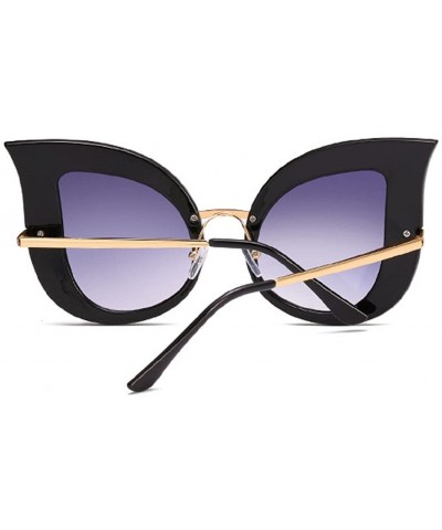 Cat Eye Cat Eye Fashion Shiny Diamond Women Sunglasses - Pearl Jeweled Glasses UV400 - Black - CM18CIDA7TN $19.78