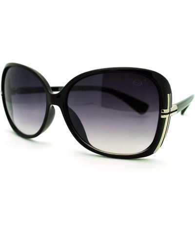 Butterfly Cross Design Sunglasses Womens Butterfly Frame Designer Shades - Black - CO186LAQUMC $19.54