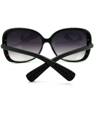 Butterfly Cross Design Sunglasses Womens Butterfly Frame Designer Shades - Black - CO186LAQUMC $10.03