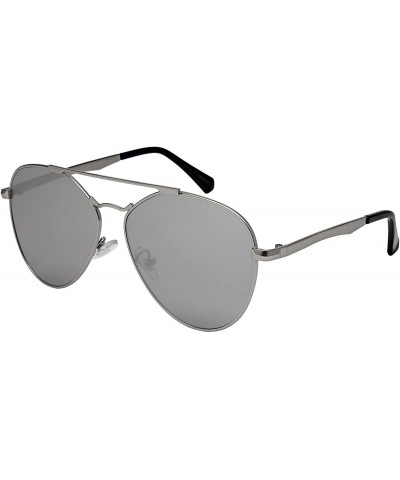 Aviator Classic Aviator w/Flat Mirrored Lens 5119-FLREV - Matte Silver - CK185KI359K $11.21