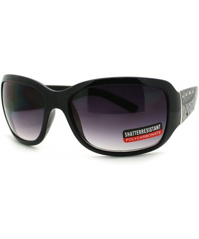 Rectangular Womens Rectangular Sunglasses Designer Style Rhinestones - Black - CX11Q9GHYJB $12.43