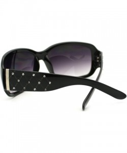 Rectangular Womens Rectangular Sunglasses Designer Style Rhinestones - Black - CX11Q9GHYJB $12.43