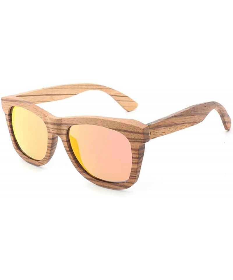 Wayfarer Wood Polarized Sunglasses for Men & Women Natural Wood Sunglasses Bamboo Glasses Mirror Lens - Orange - CD185Y9W40W ...