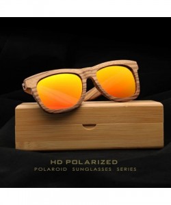 Wayfarer Wood Polarized Sunglasses for Men & Women Natural Wood Sunglasses Bamboo Glasses Mirror Lens - Orange - CD185Y9W40W ...